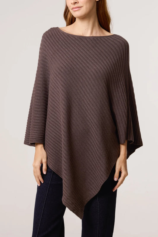 Annie Ribbed Asymmetric Poncho