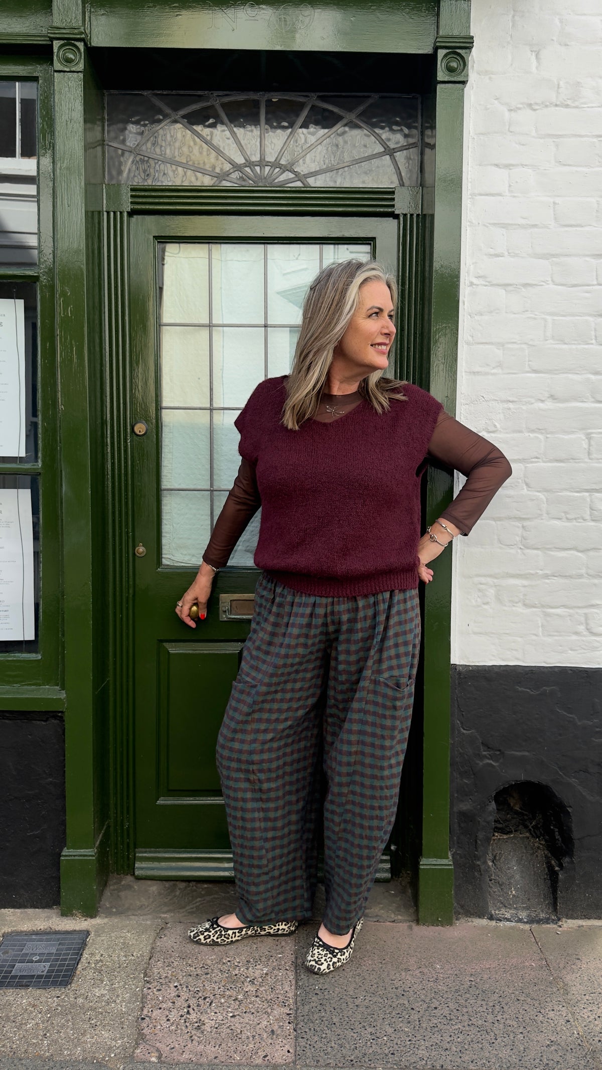 Maxine Gingham Check Barrel  Trousers