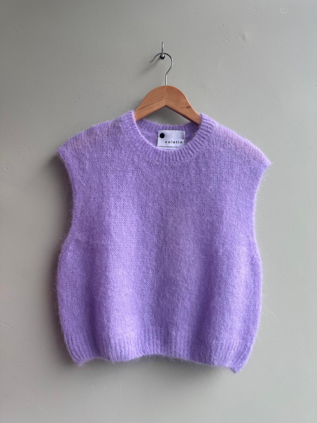 Emma Mohair Blend Round Neck Tank Top - Lilac