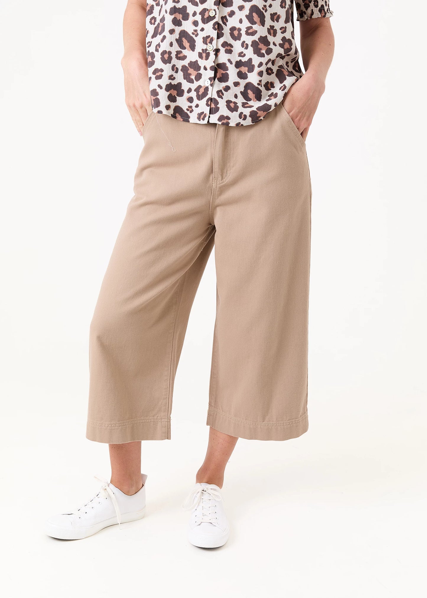 Claire Cropped Wide Leg Camel Jeans