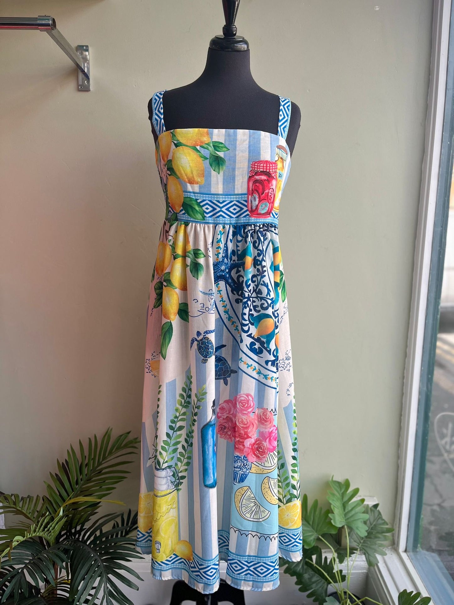 Lemon Print Sun Dress Size 8-14
