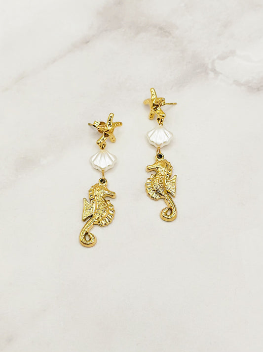 Seahorse, Starfish & Shell Earrings