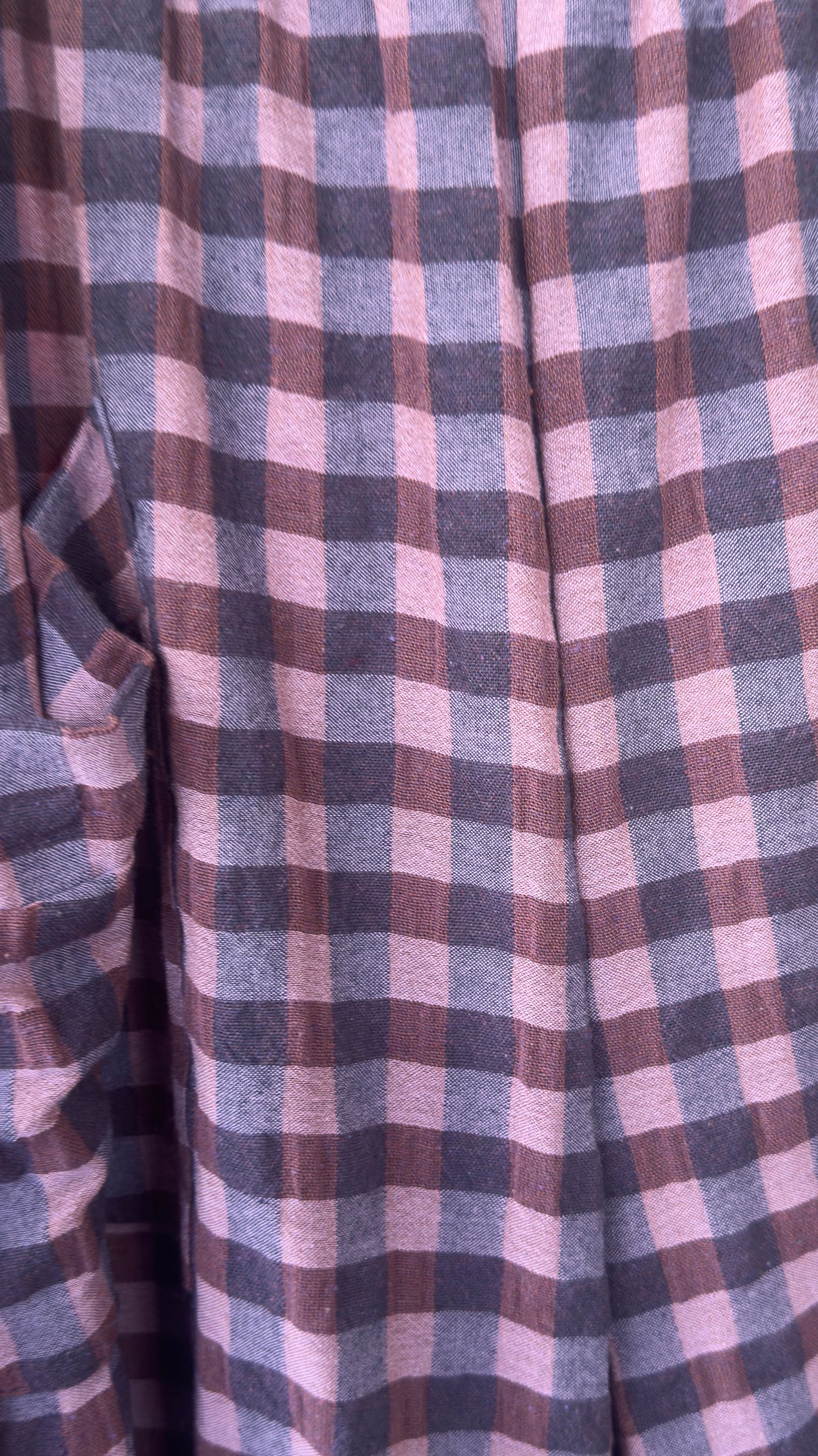 Lila Tulip Hem Checked Barrel Leg Trousers
