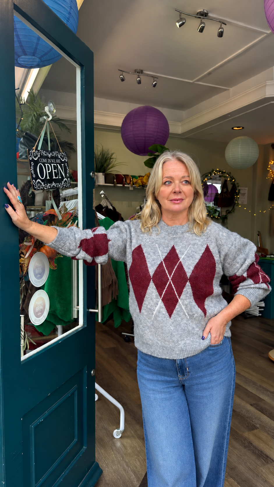 Jordan Grey & Burgundy Argyl Jumper