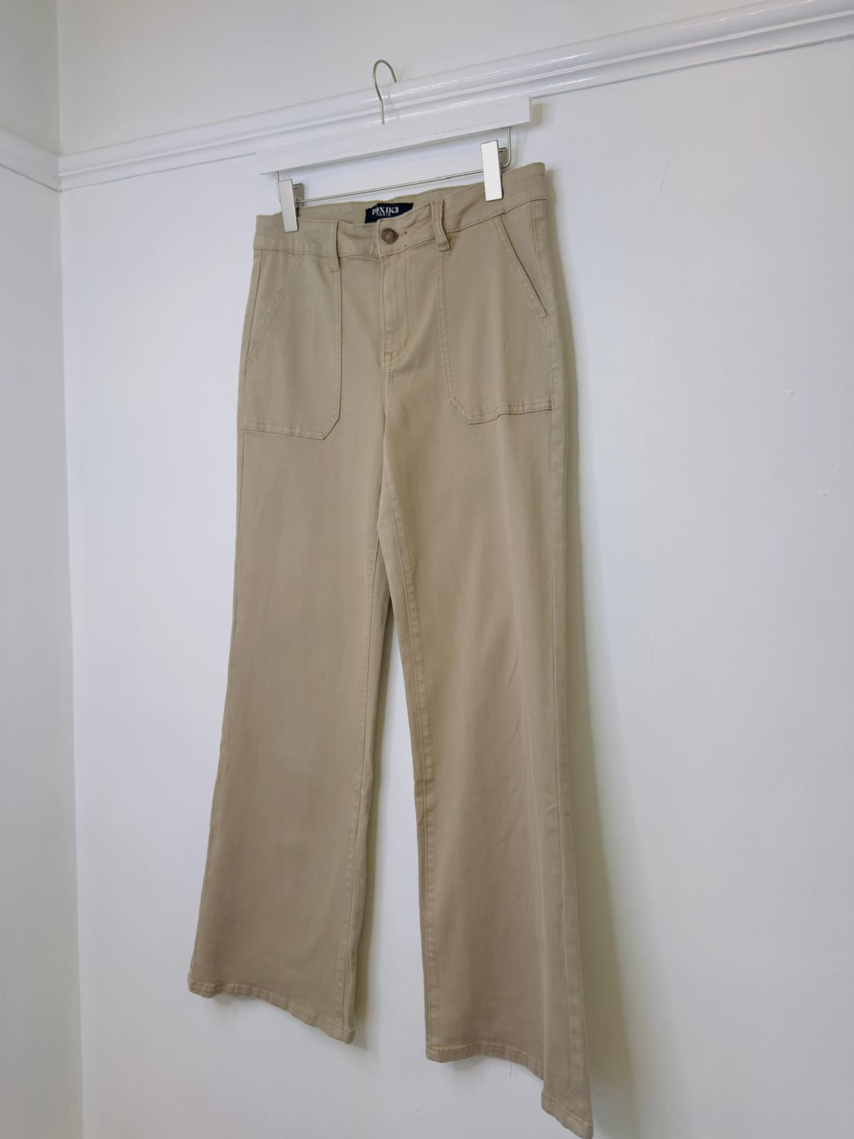 Toxik Wide Leg 70s Style Jeans beige 