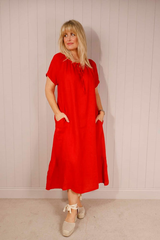Stevie Easy 100% Linen Midaxi  Dress