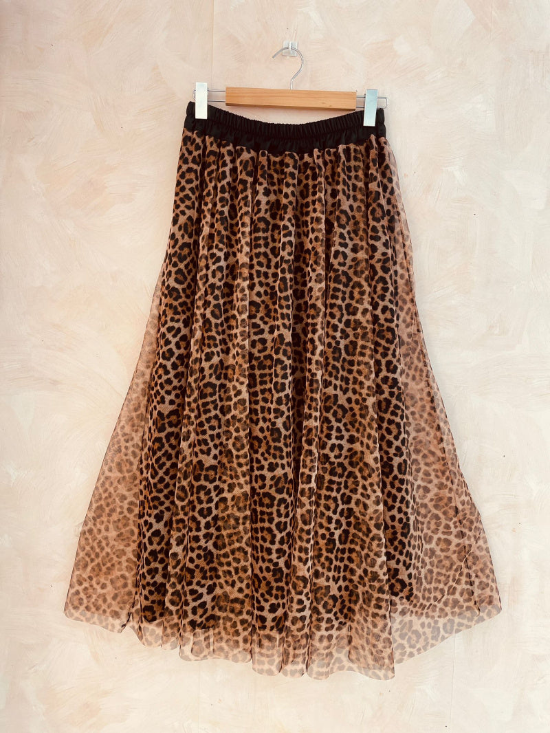 Sylvie Leopard Print Tulle Petticoat Skirt