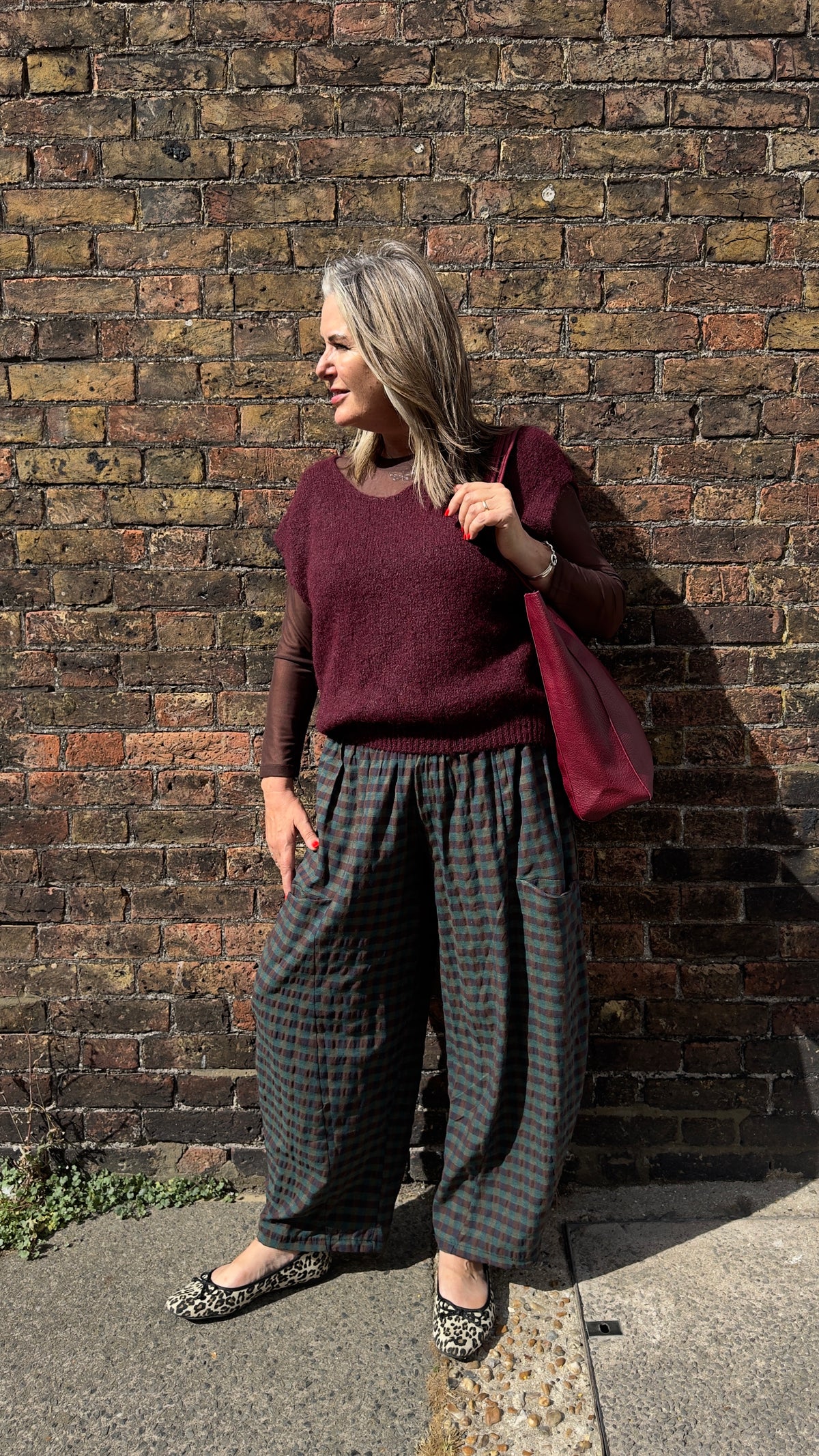 Maxine Gingham Check Barrel  Trousers