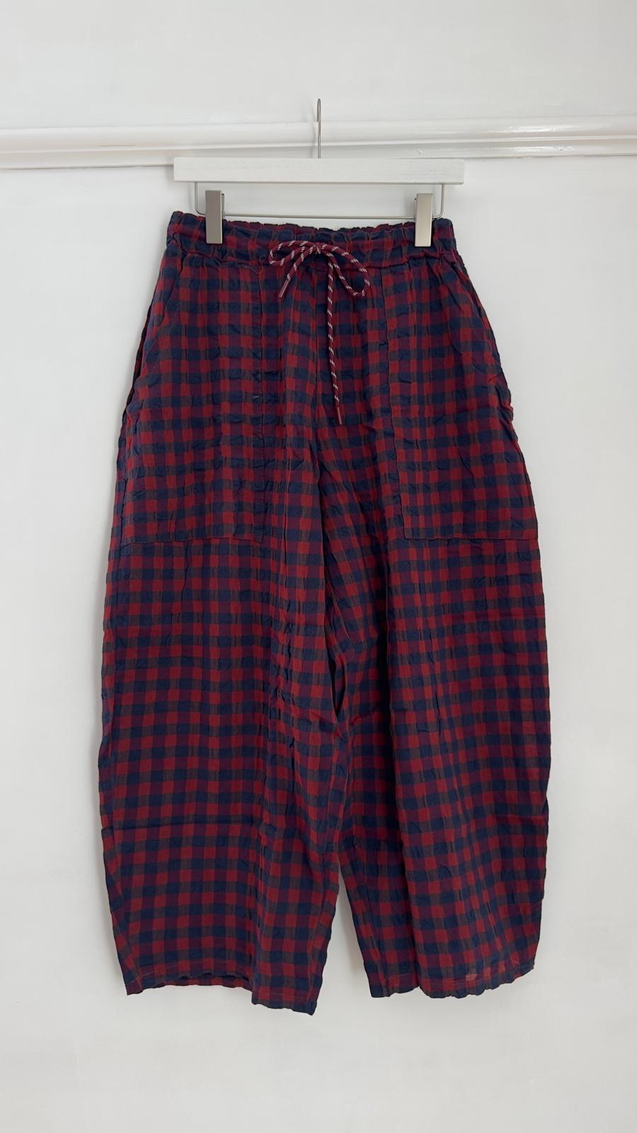 Saffy Checked Barrel Leg Trousers
