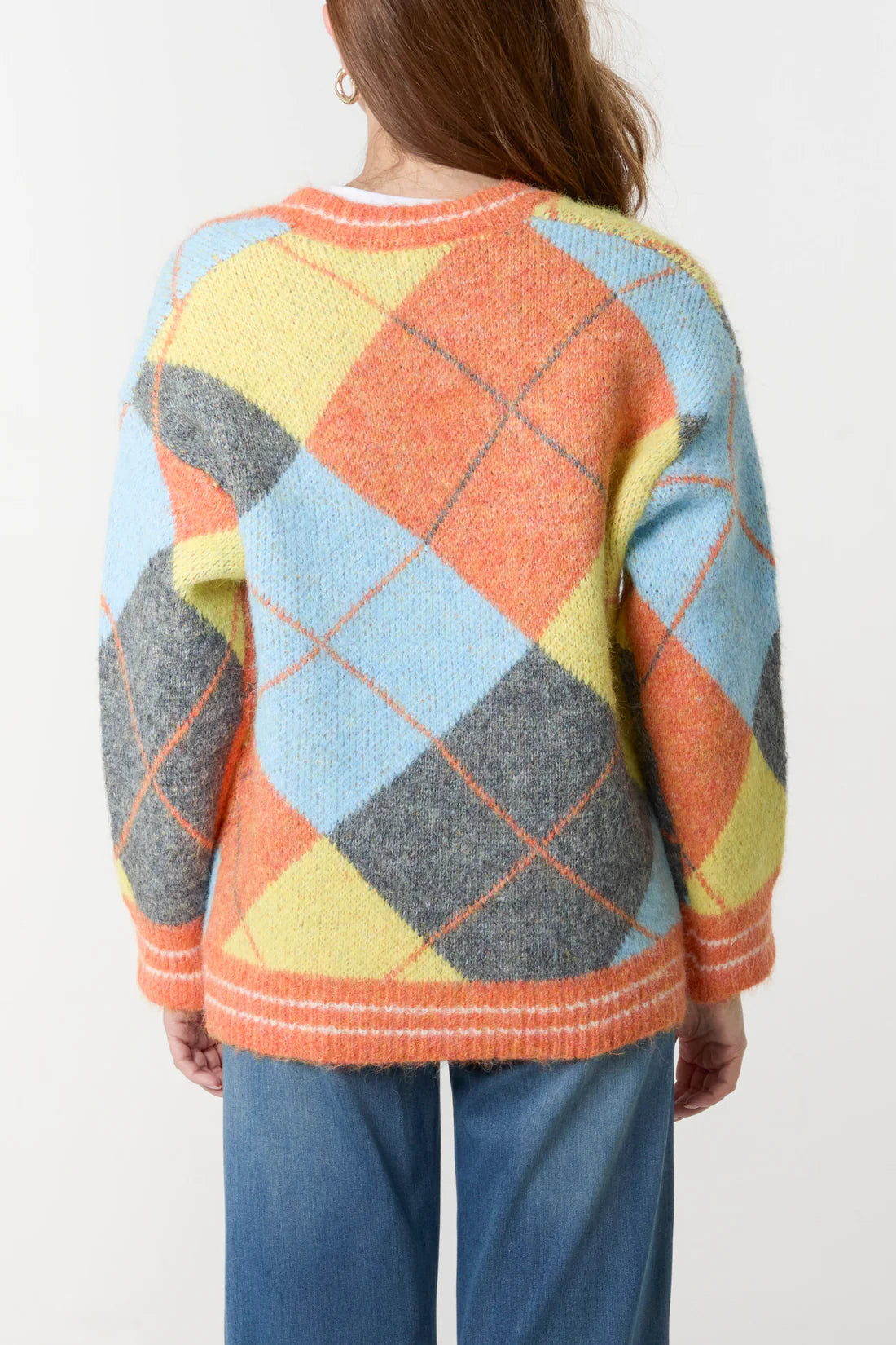 Georgie Orange & Blue Argyl Cardigan