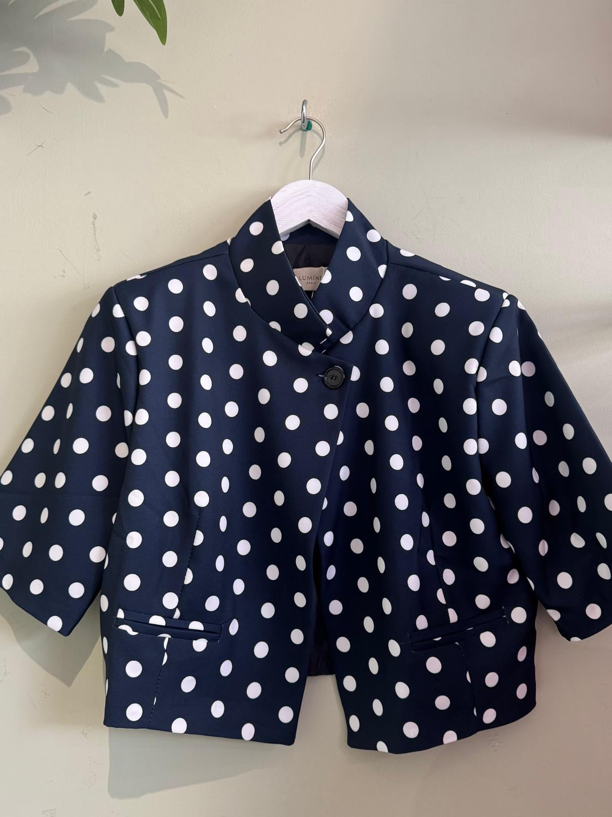 Rebecca Polka Dot Cropped Jacket - Black & White or Navy & White
