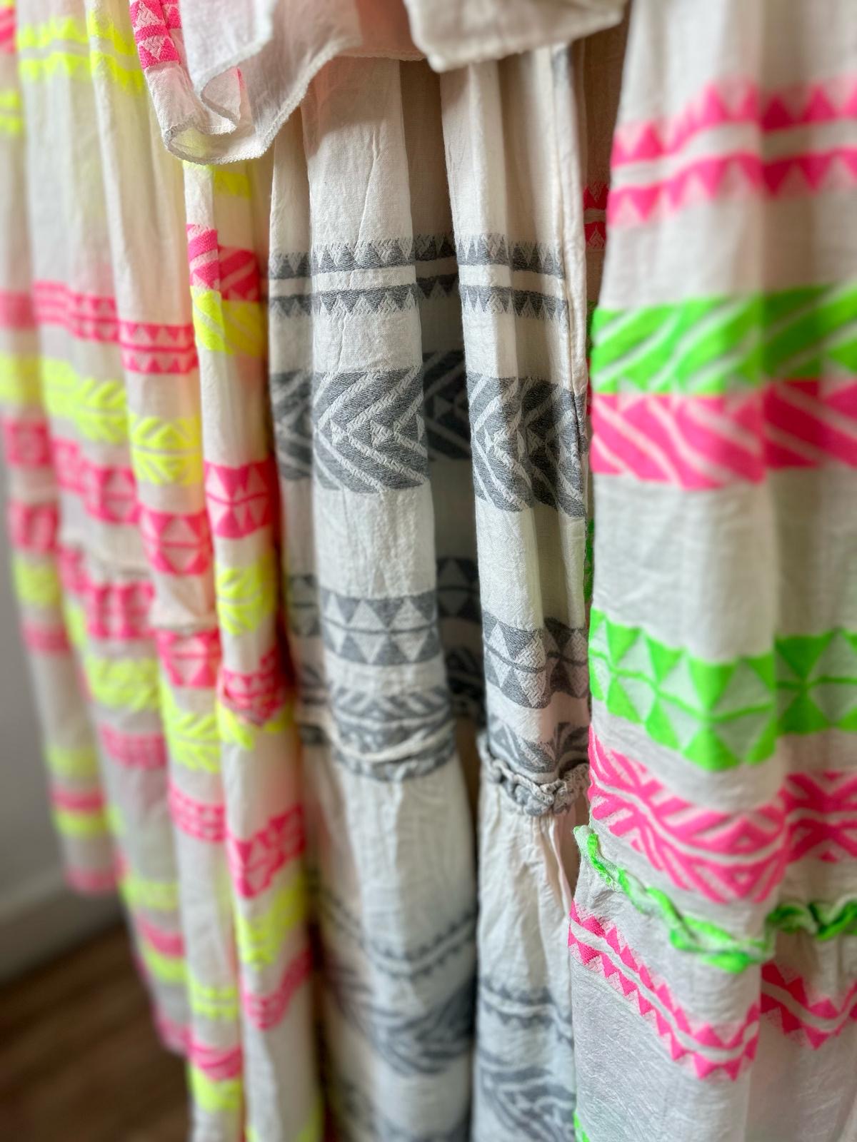 Mamma Mia Boho Woven Cotton Aztec Maxi Dress - 3 Colours