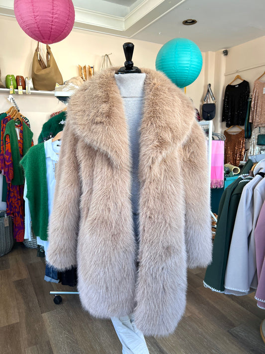 Mina Camel Beige Luxe Fur Fur Coat