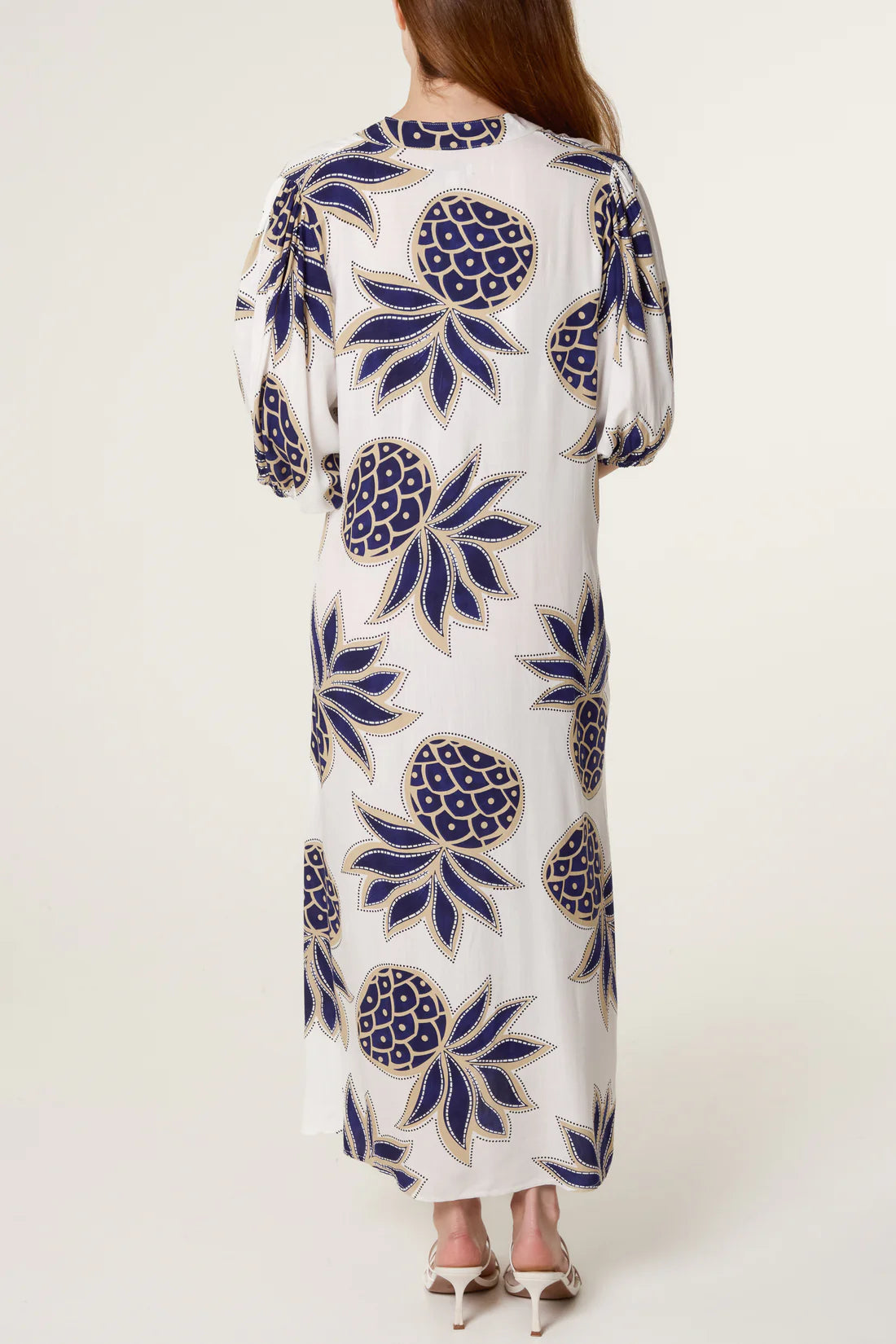 Polly Pineapple Print Loose Maxi Dress