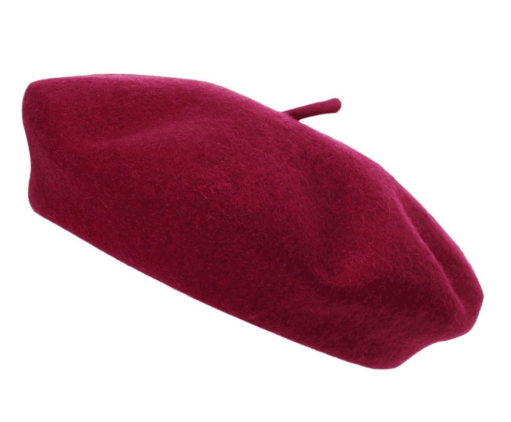 wool beret burgundy 