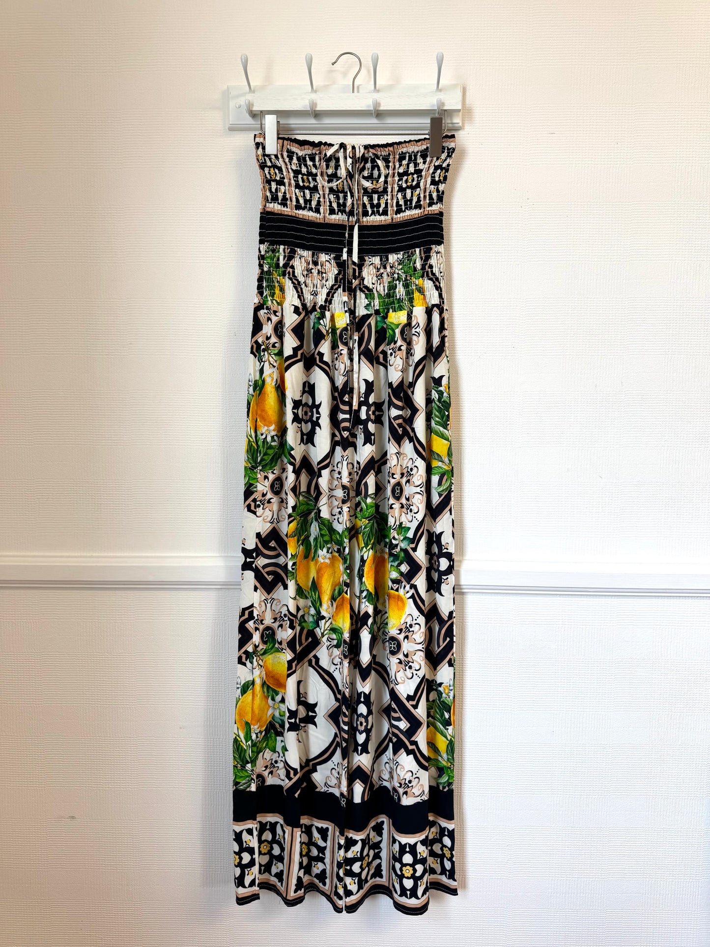 Limoncello Lemon Print Shirred Bandeau Jumpsuit - Navy, Lapis Blue, Black Or Green