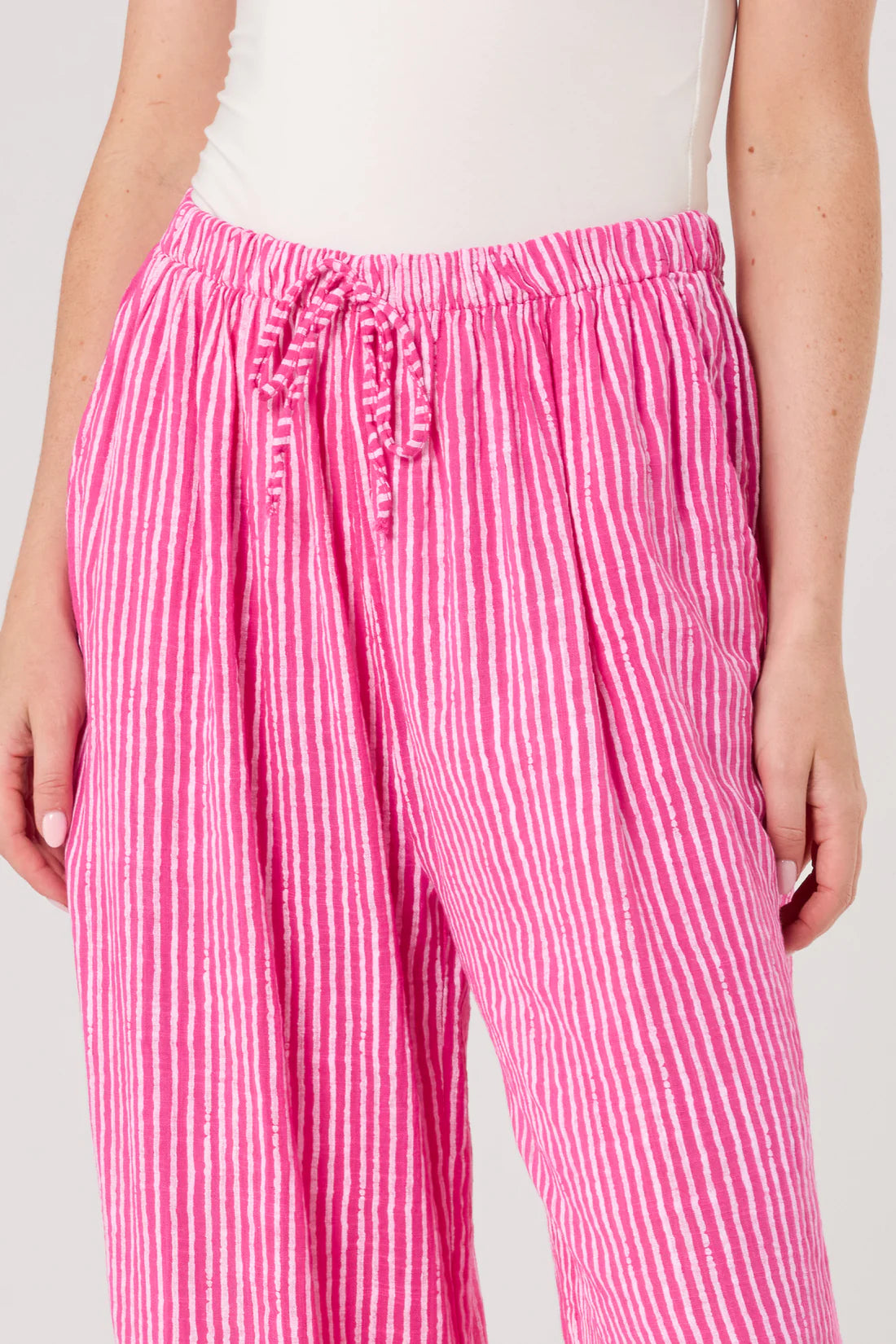 Simi Candy Stripe Cotton Wide Leg Trousers