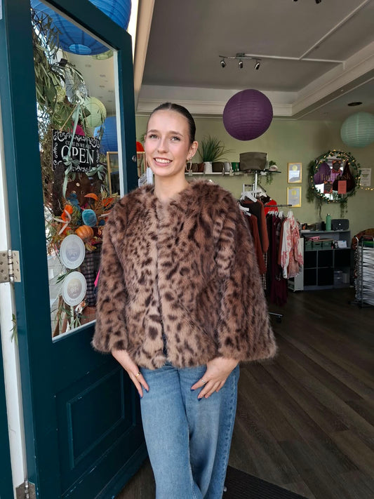 Frieda Luxe Leopard Print Faux Fur Jacket