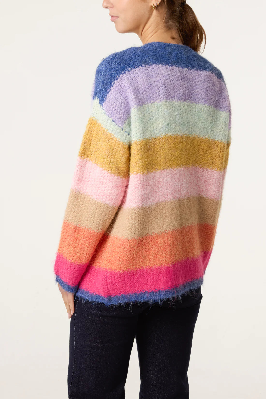 Mitzi Cosy Rainbow Stripe Cardigan