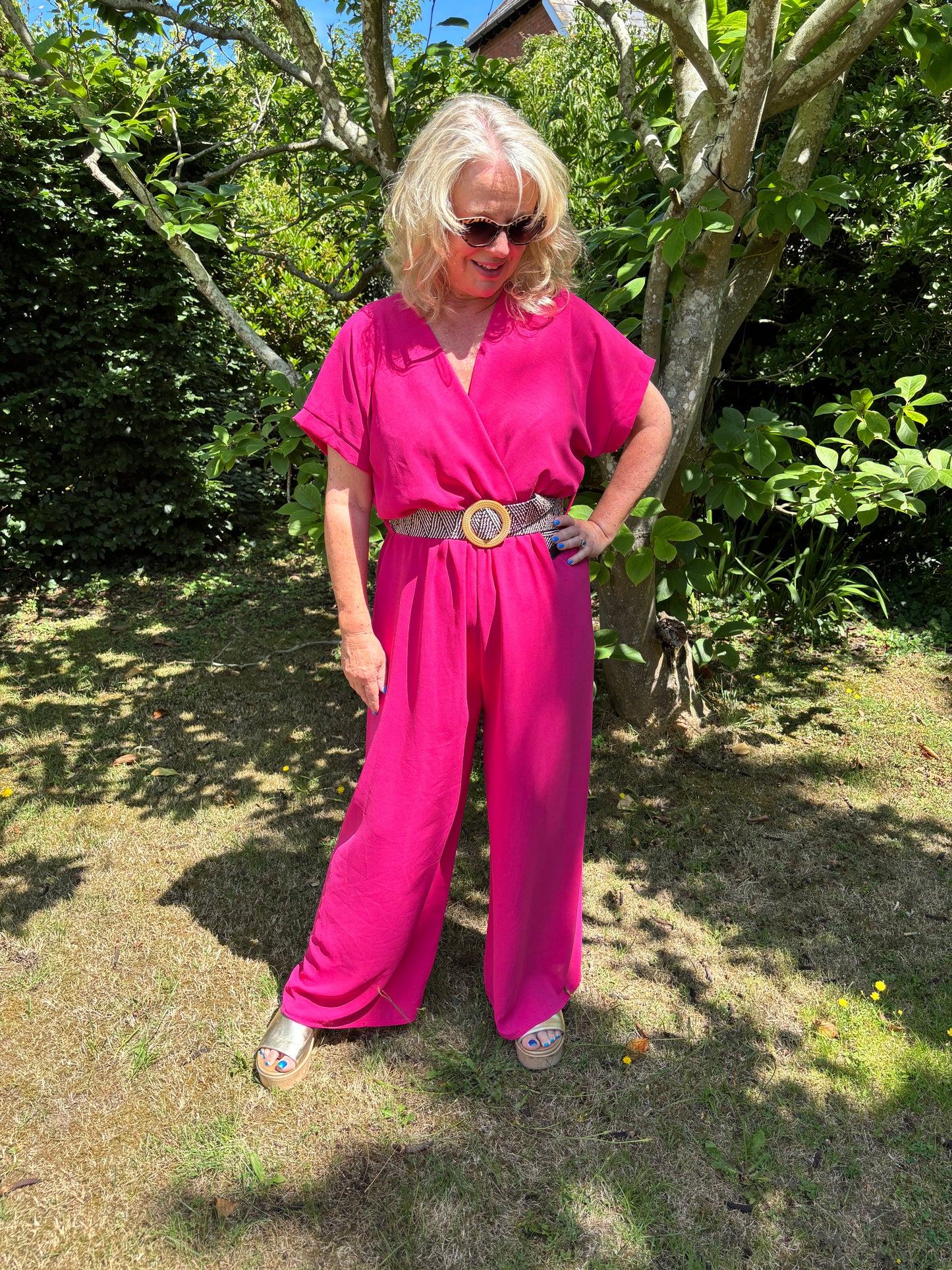 Tamarisk Wrap Jumpsuit - Wide Leg - Black, Red, Cobalt Blue, Navy Or Khaki