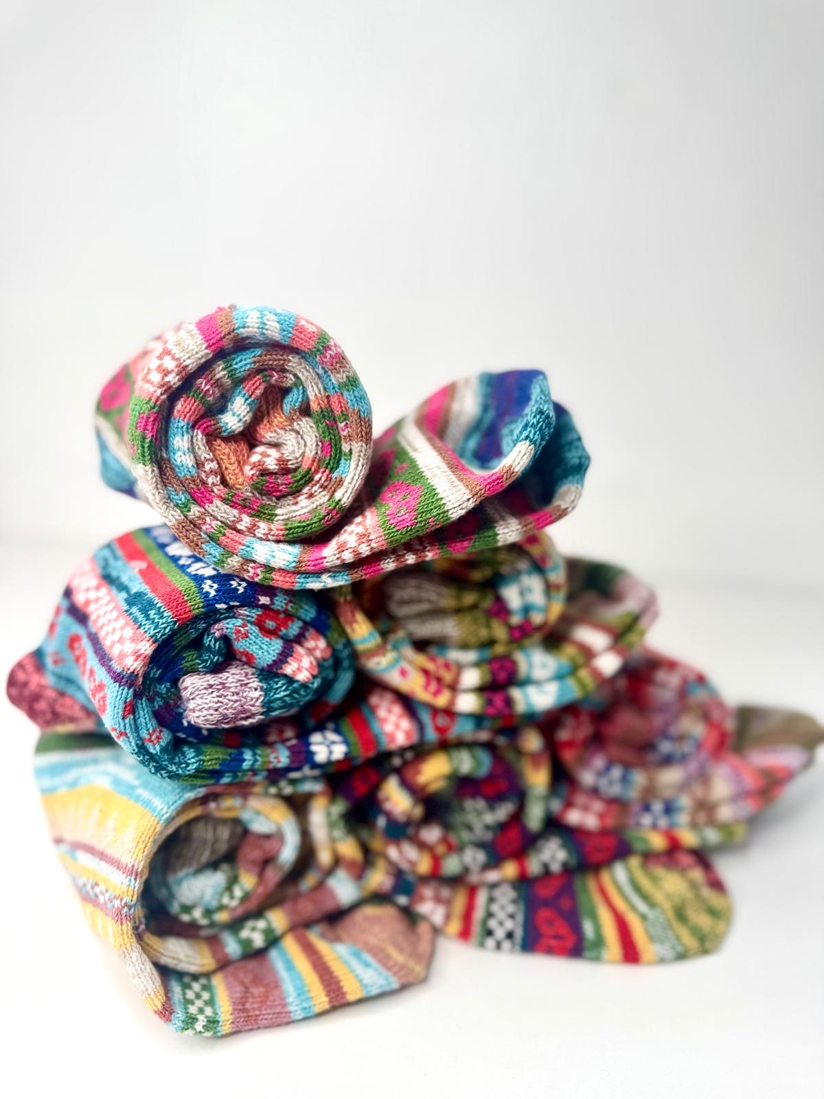 Nordic Fairisle Style Long Boot Welly Socks