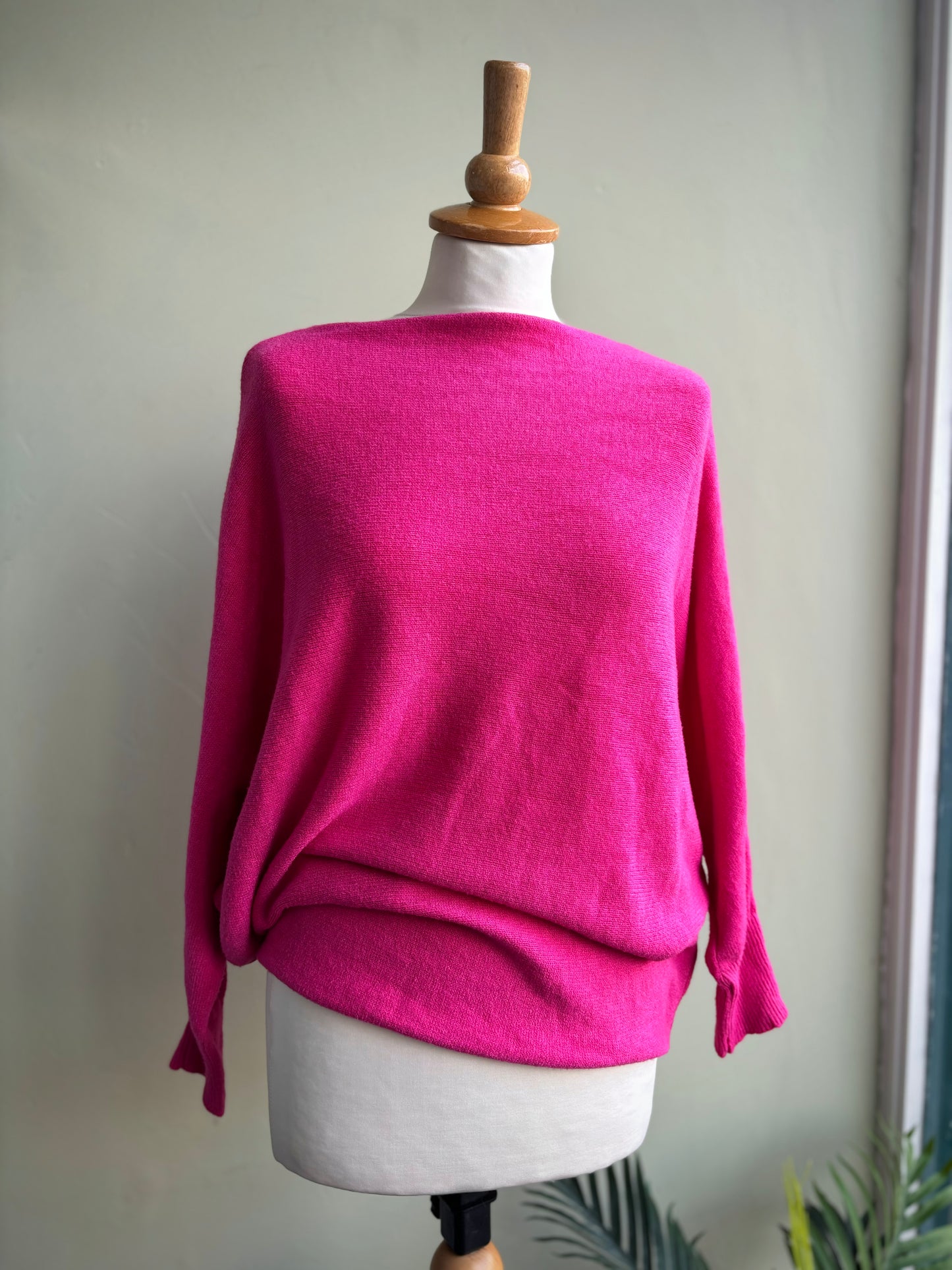 Miriam Slouchy Batwing Lightweight Jumper - Green, Yellow, Orange, Sky Blue, Apricot, Cornflower Blue, Cerise Pink, Lavender Lilac, Rose Pink, Aqua Or Red