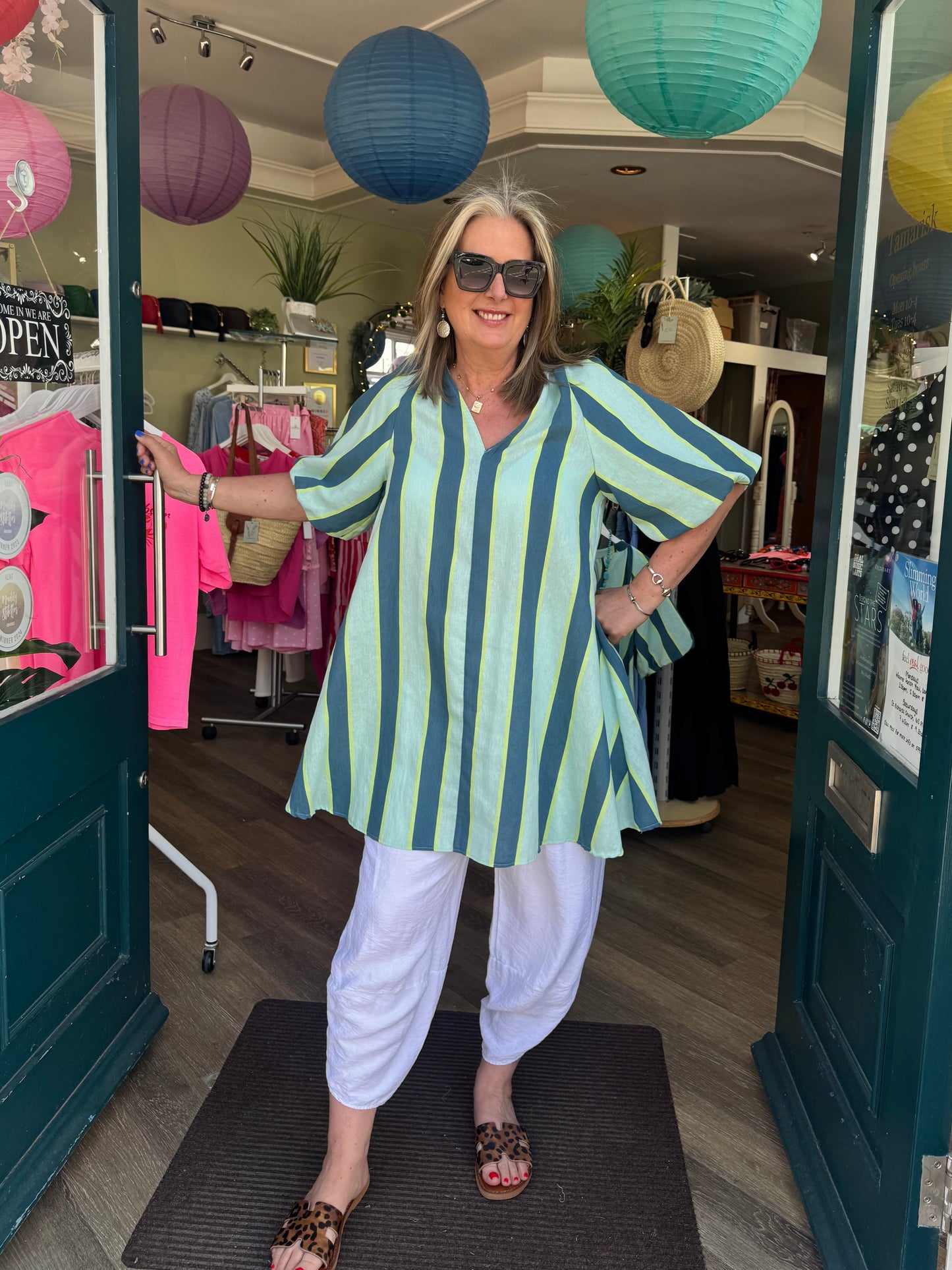 Mila Wide Stripe Cotton Tunic Dress