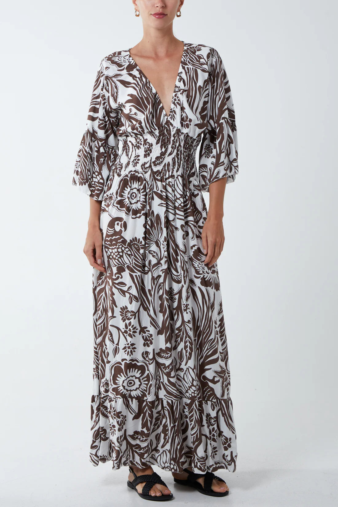 Olivia Shirred Waist Floral Maxi Dress