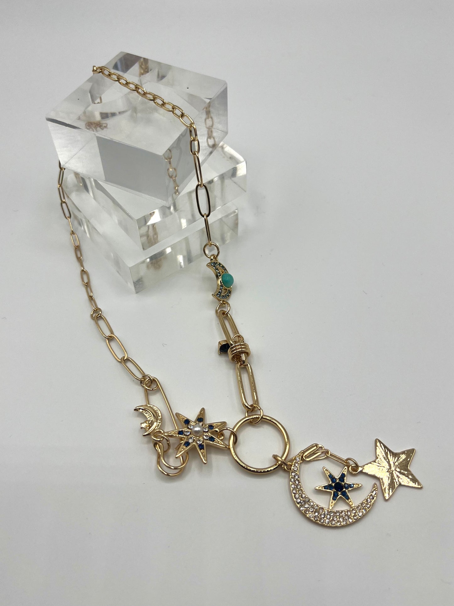 Love Rocks Moon & Stars Charm Necklace