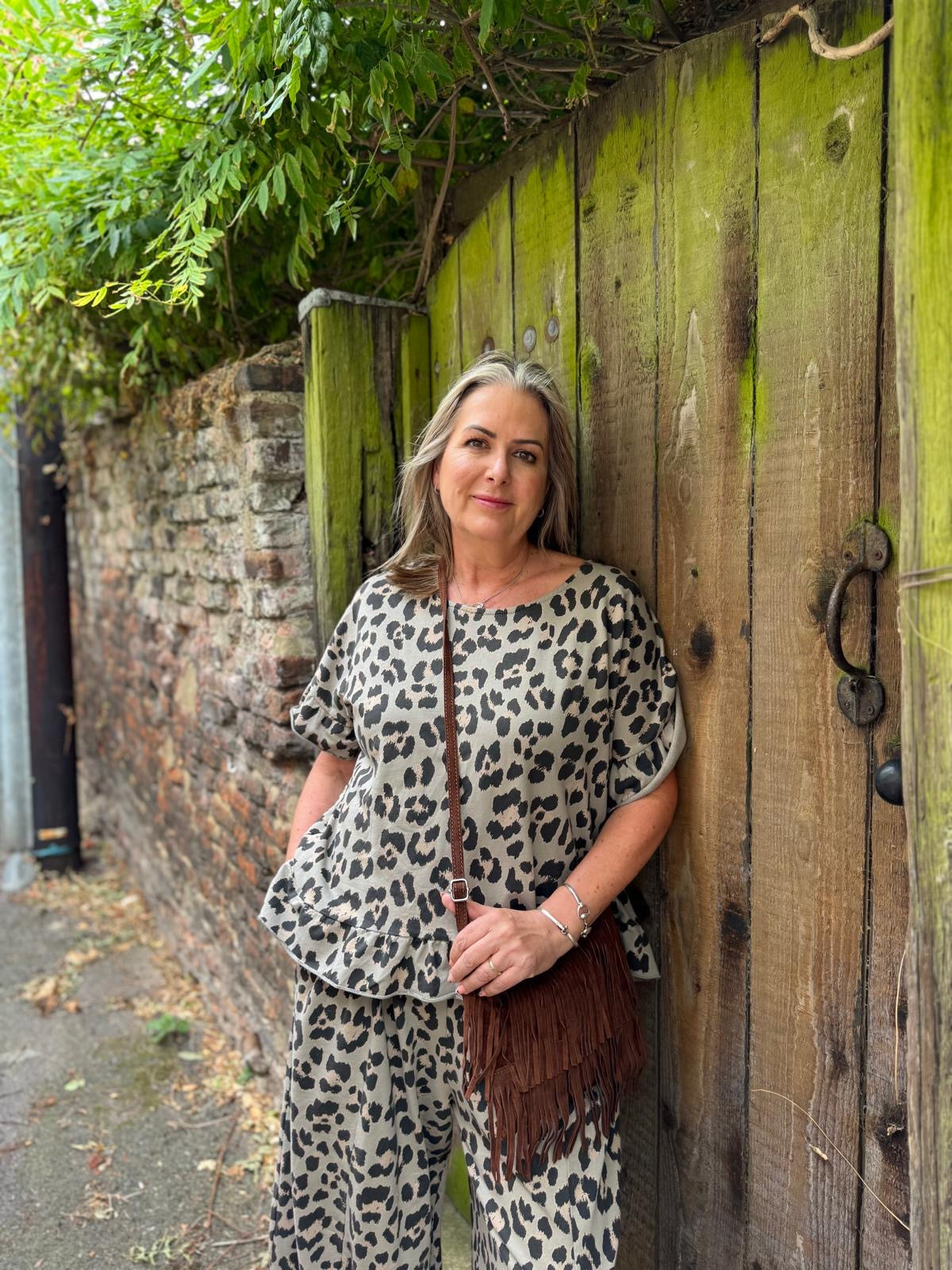 Sylvie Cotton Jersey Leopard Print Top
