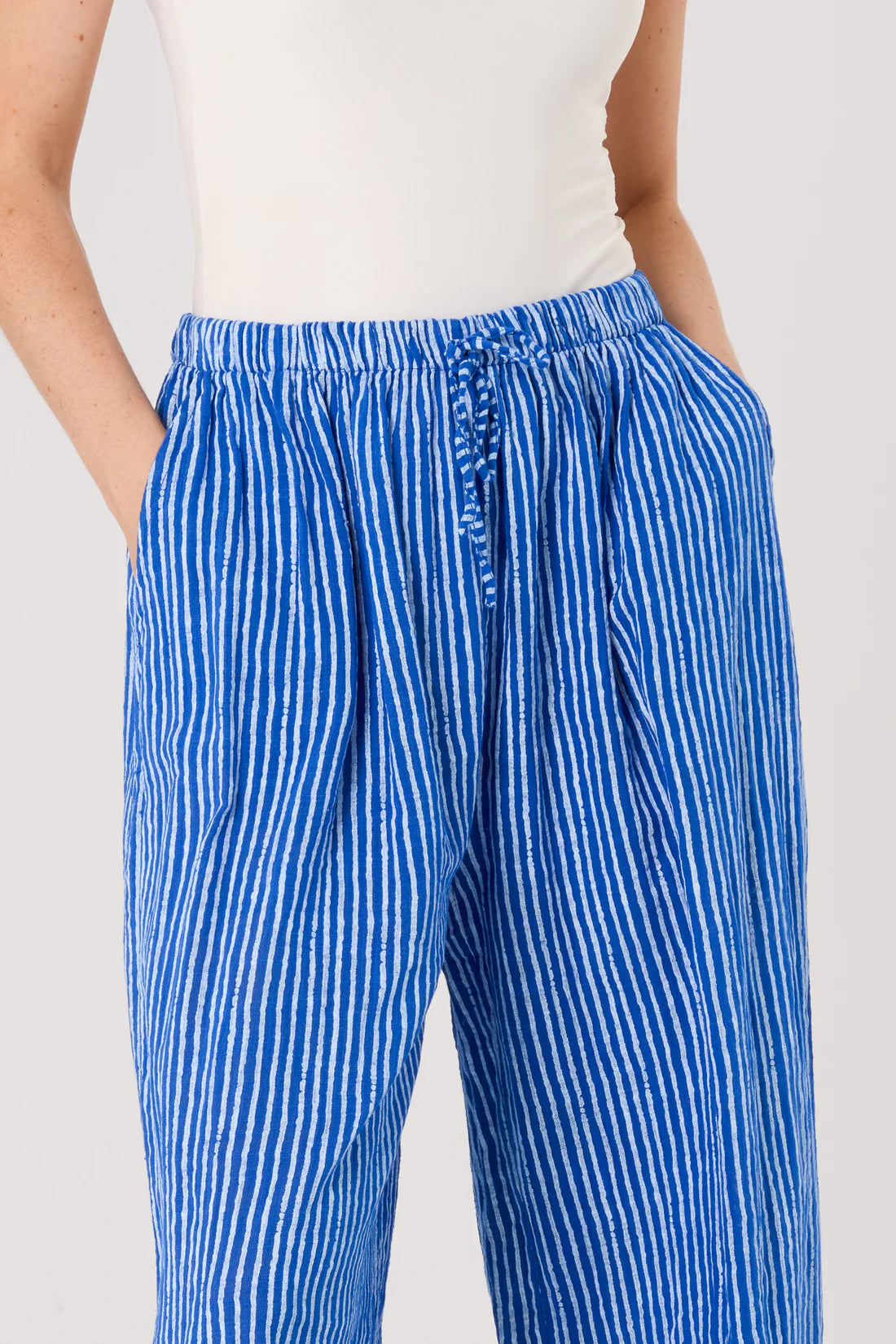 Simi Candy Stripe Cotton Wide Leg Trousers