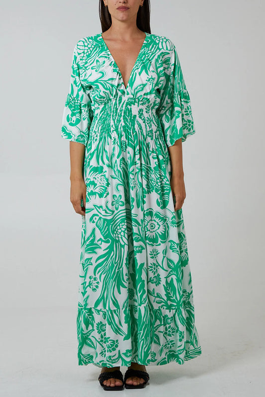 Olivia Shirred Waist Floral Maxi Dress