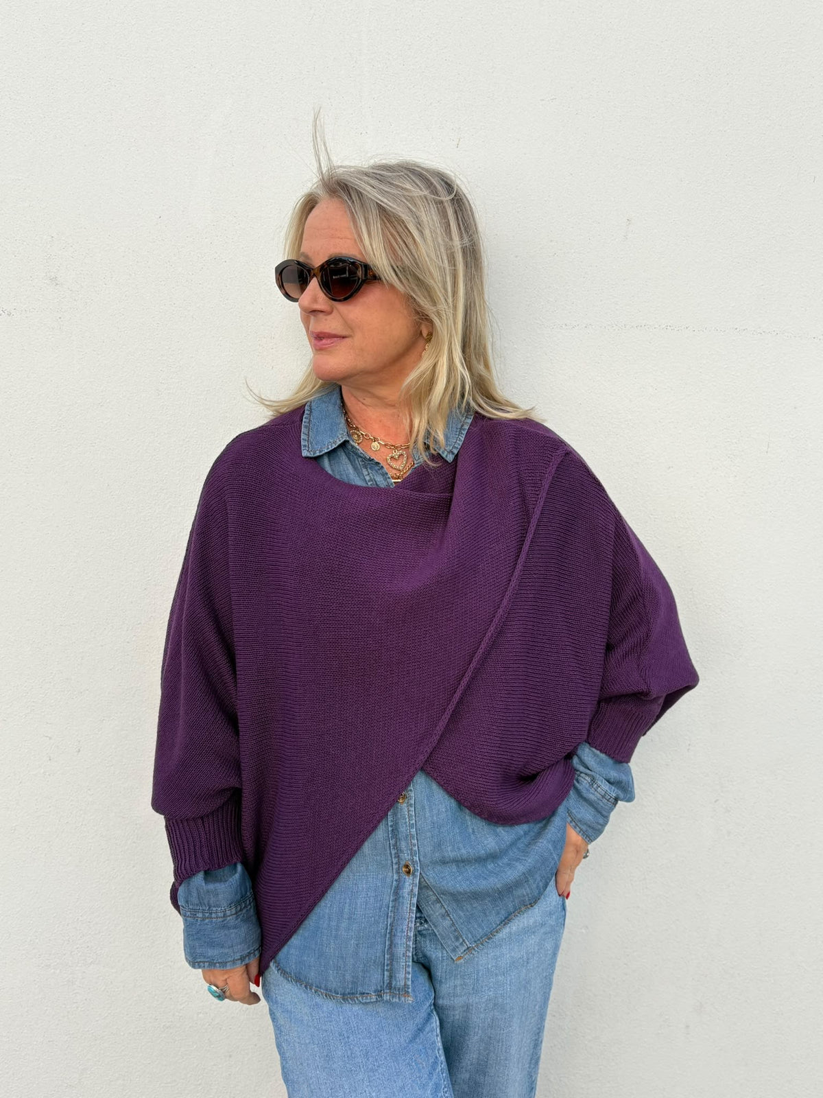 Cotton Blend Crossover Layering Jumper