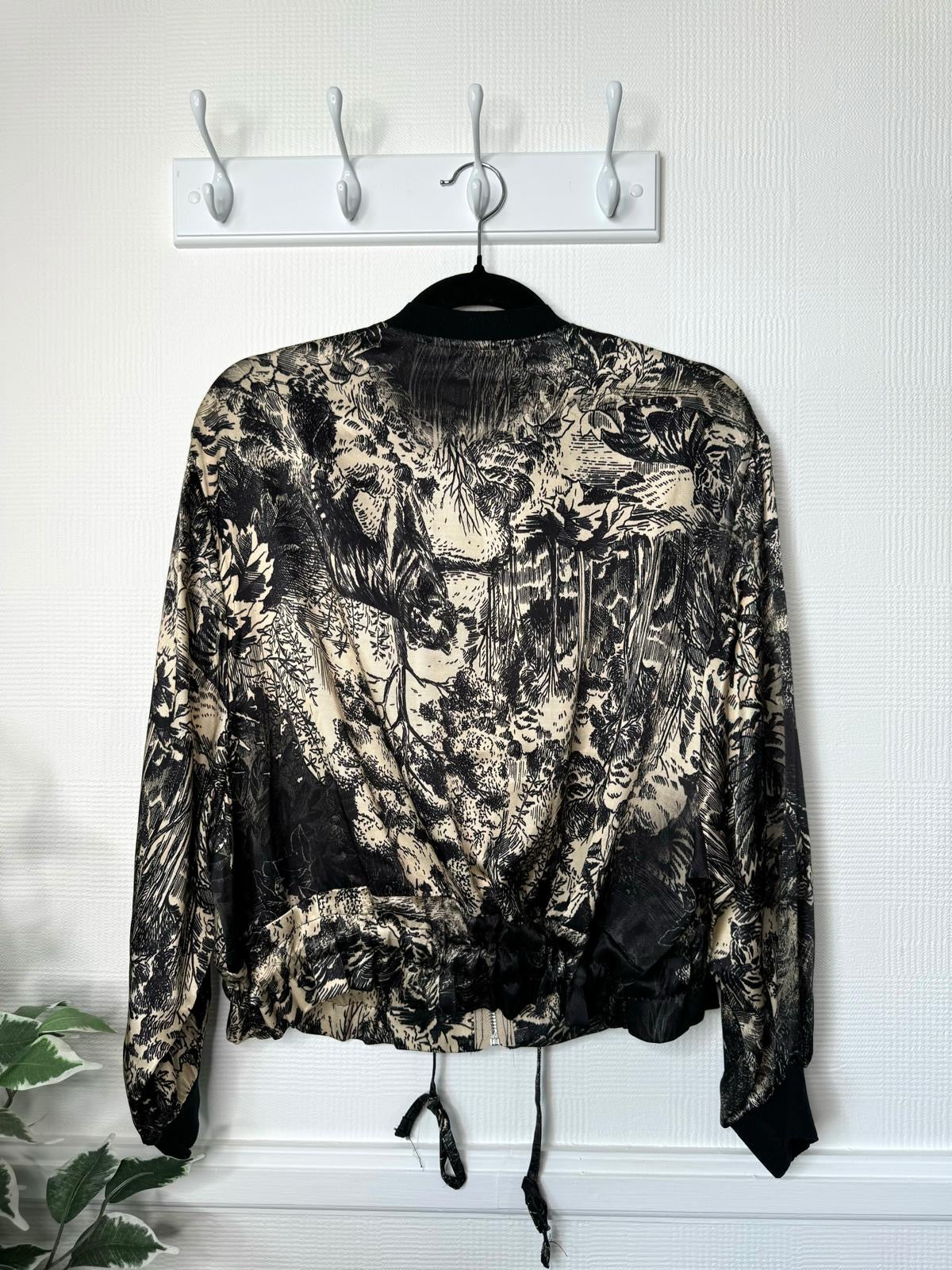 Catherine Satin Black & Ivory Tiger Print Bomber Jacket