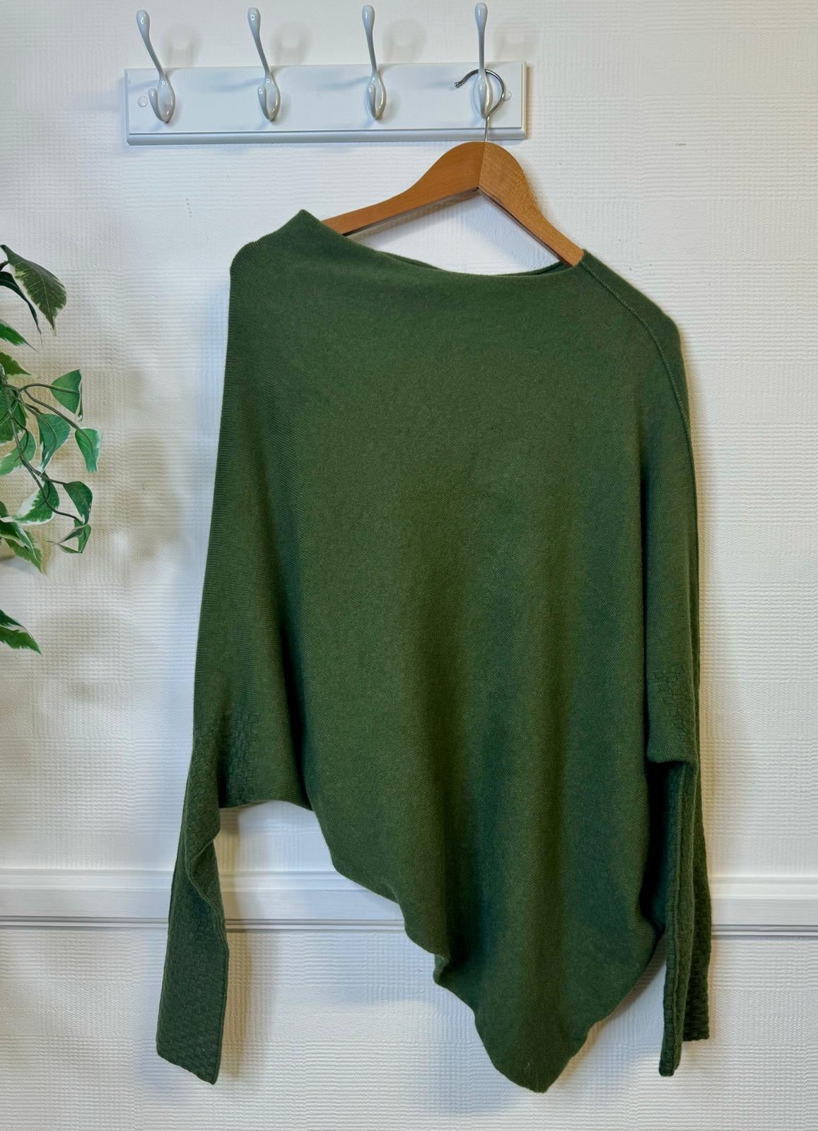 Lucy Asymmetric Draped Batwing Sweater