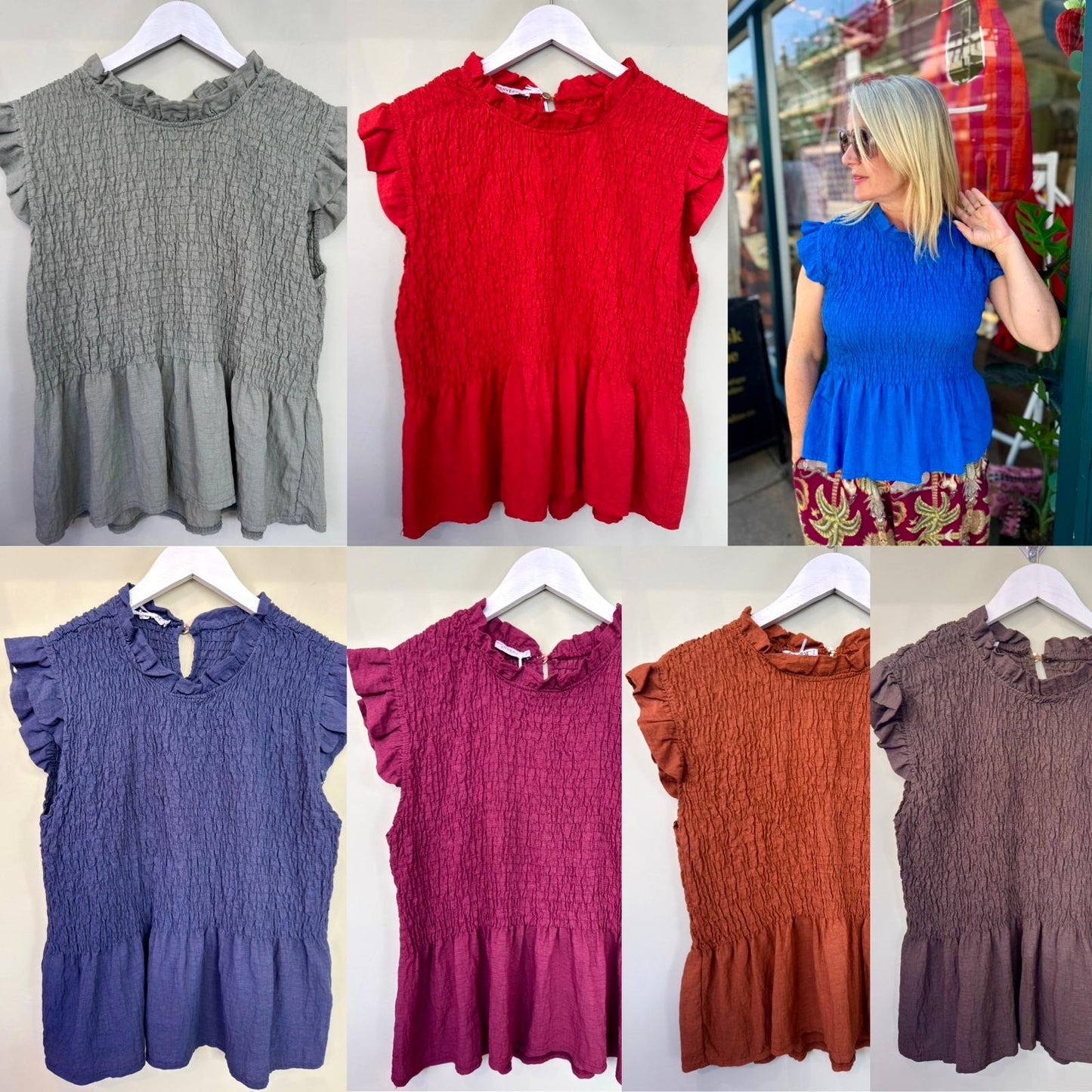 Grace Shirred Peplum Top