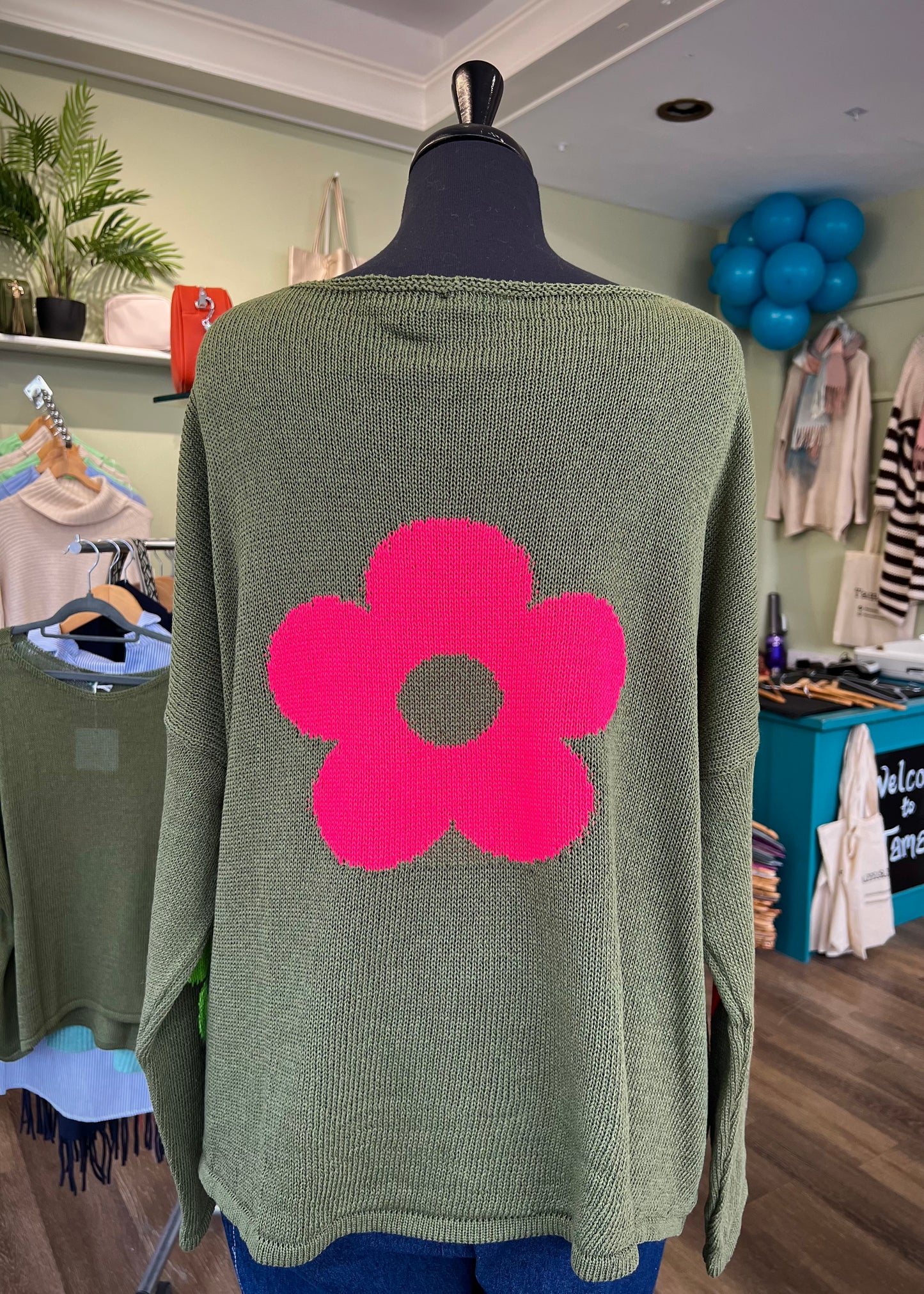 Florence Cotton Mix Flower Detail Slouchy Jumper