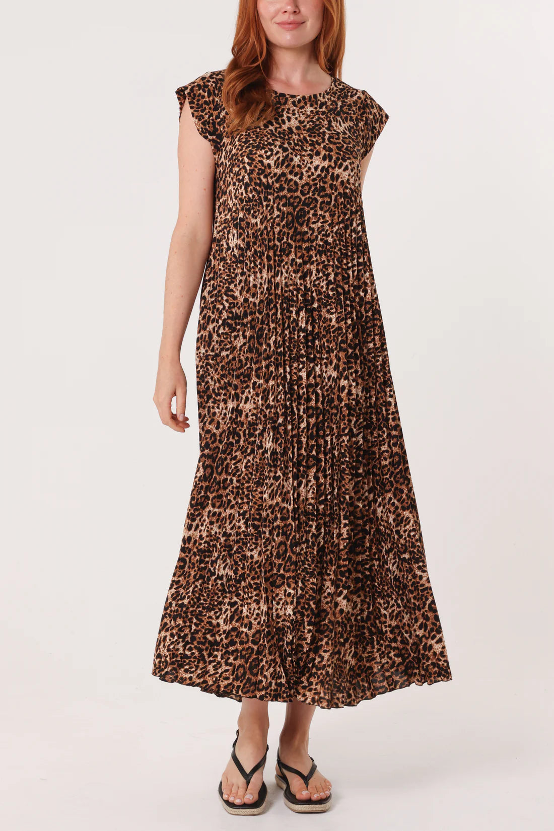 Lana Leopard Print Pleated Maxi Dress
