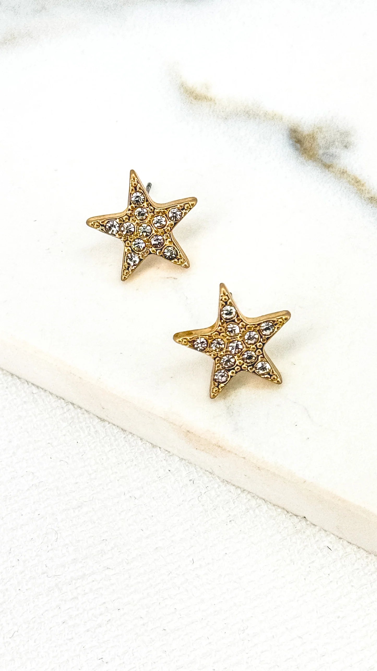 Envy Jewellery Gold Star Crystal Embellished Earrings