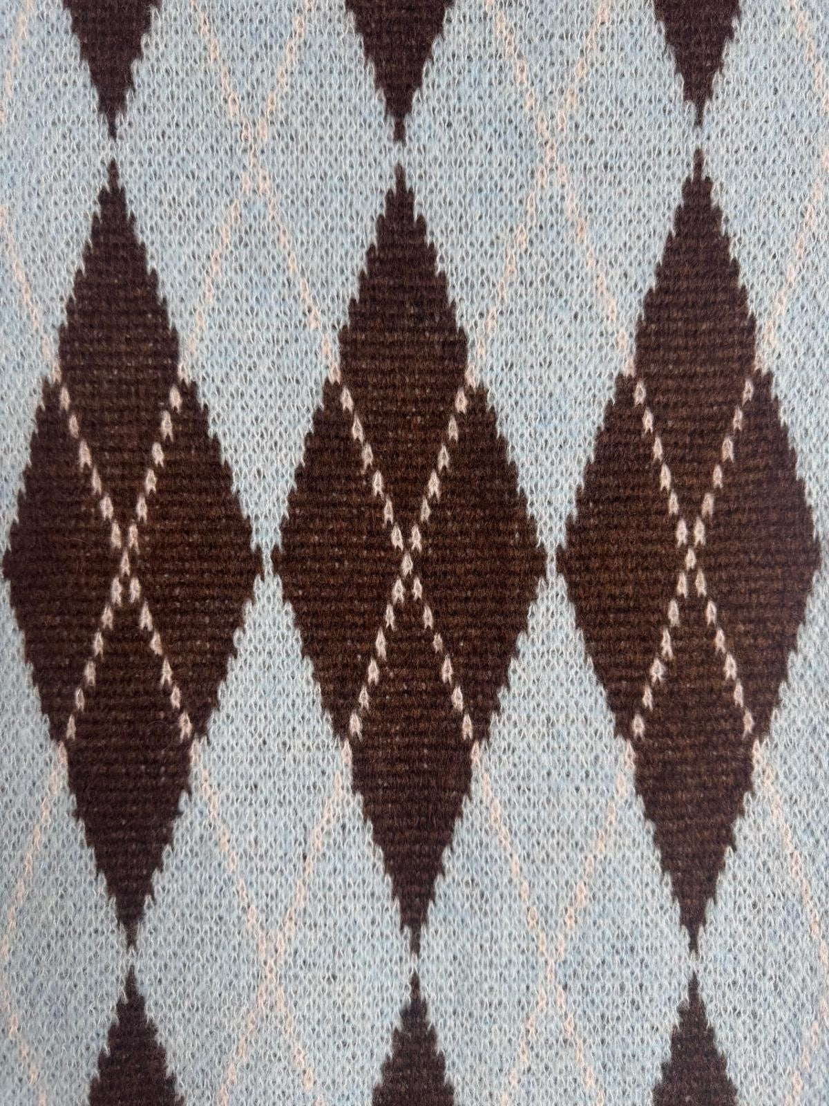 Powder Blue & Chocolate Brown Argyl Scarf