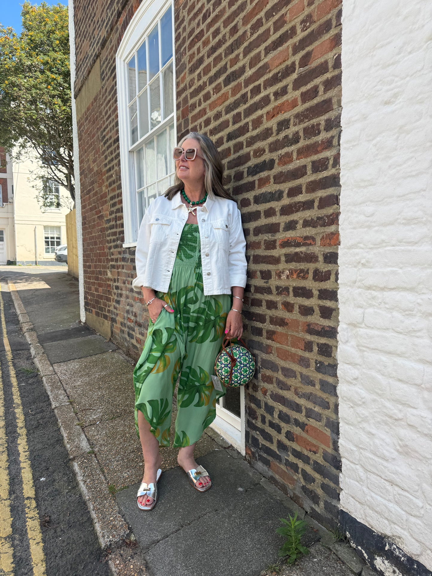 Monstera Print Harem Jumpsuit