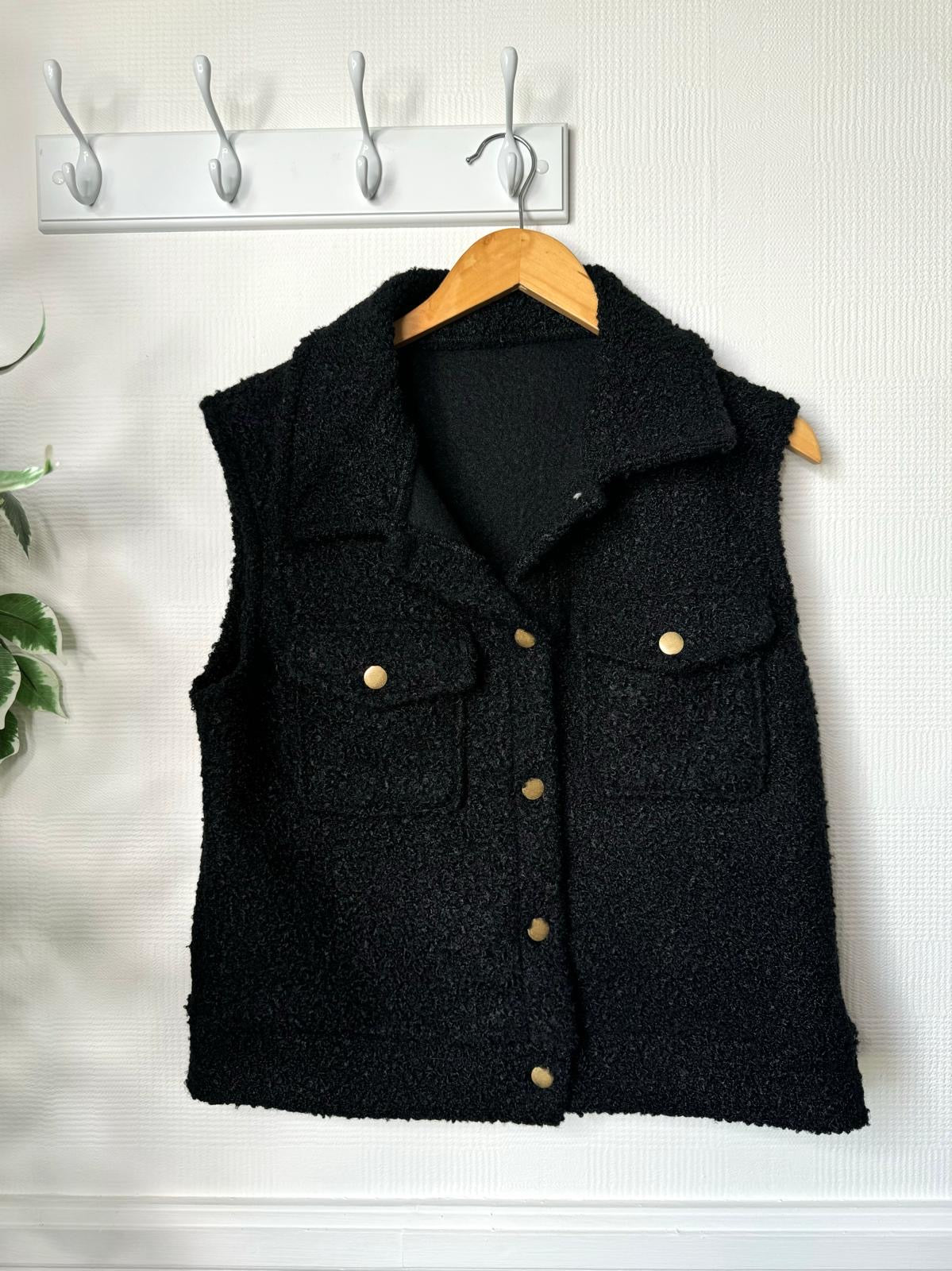 Terri Boucle Gold Button Trimmed Gilet - 4 Colours