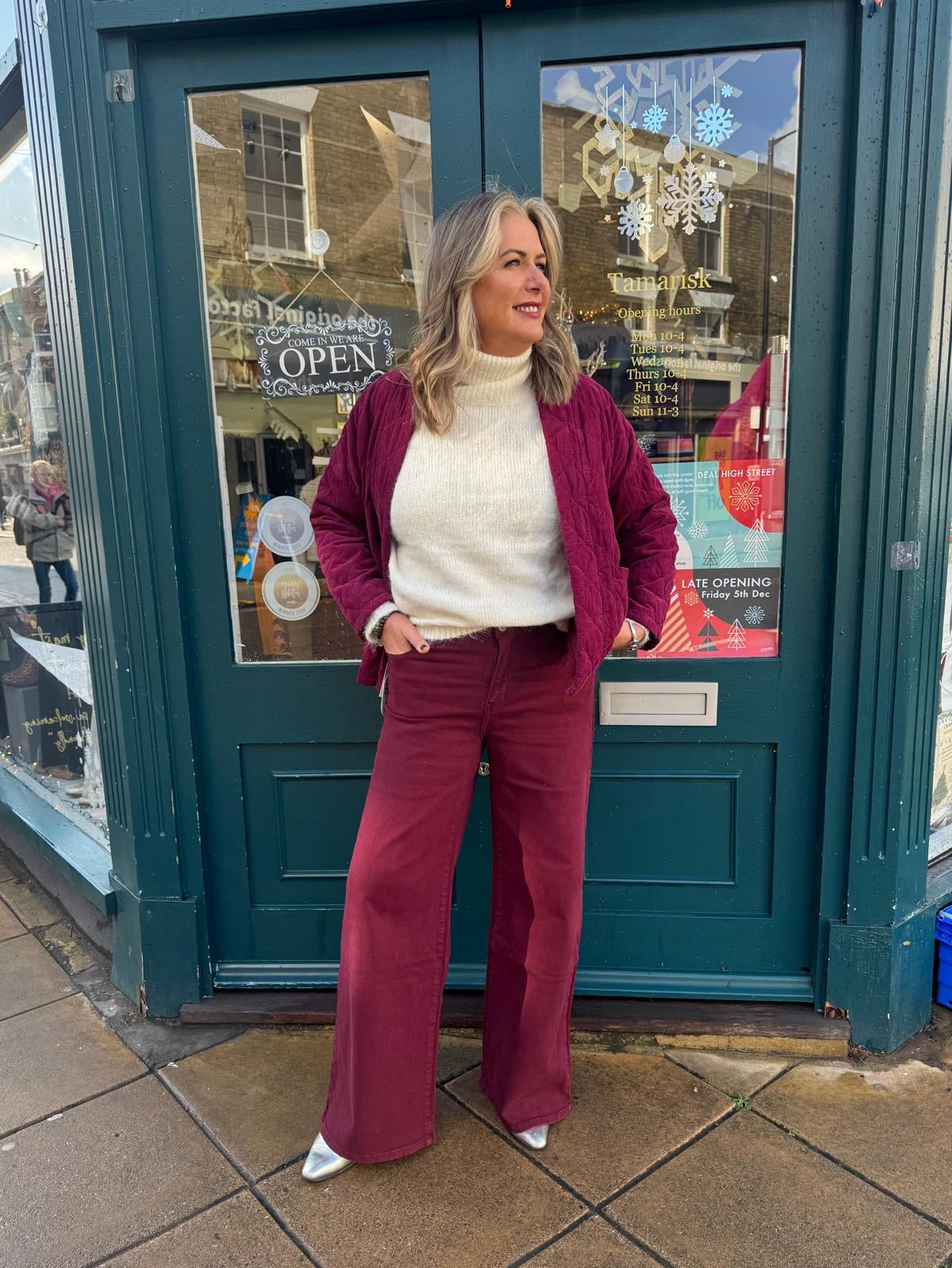 Lola Wide Leg Burgundy Jeans