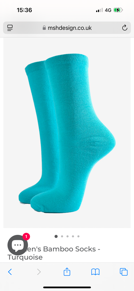 Plain Turquoise Bamboo Blend Women’s Socks