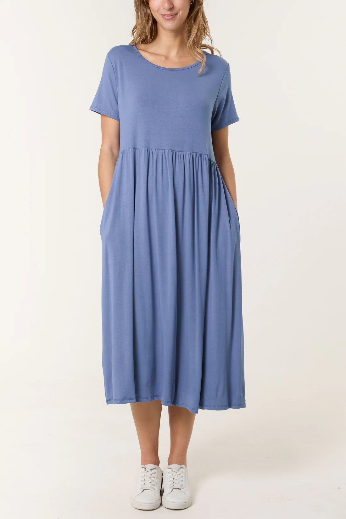 Angie Loose Jersey Midi T Shirt Dress - Black, Khaki Or Denim