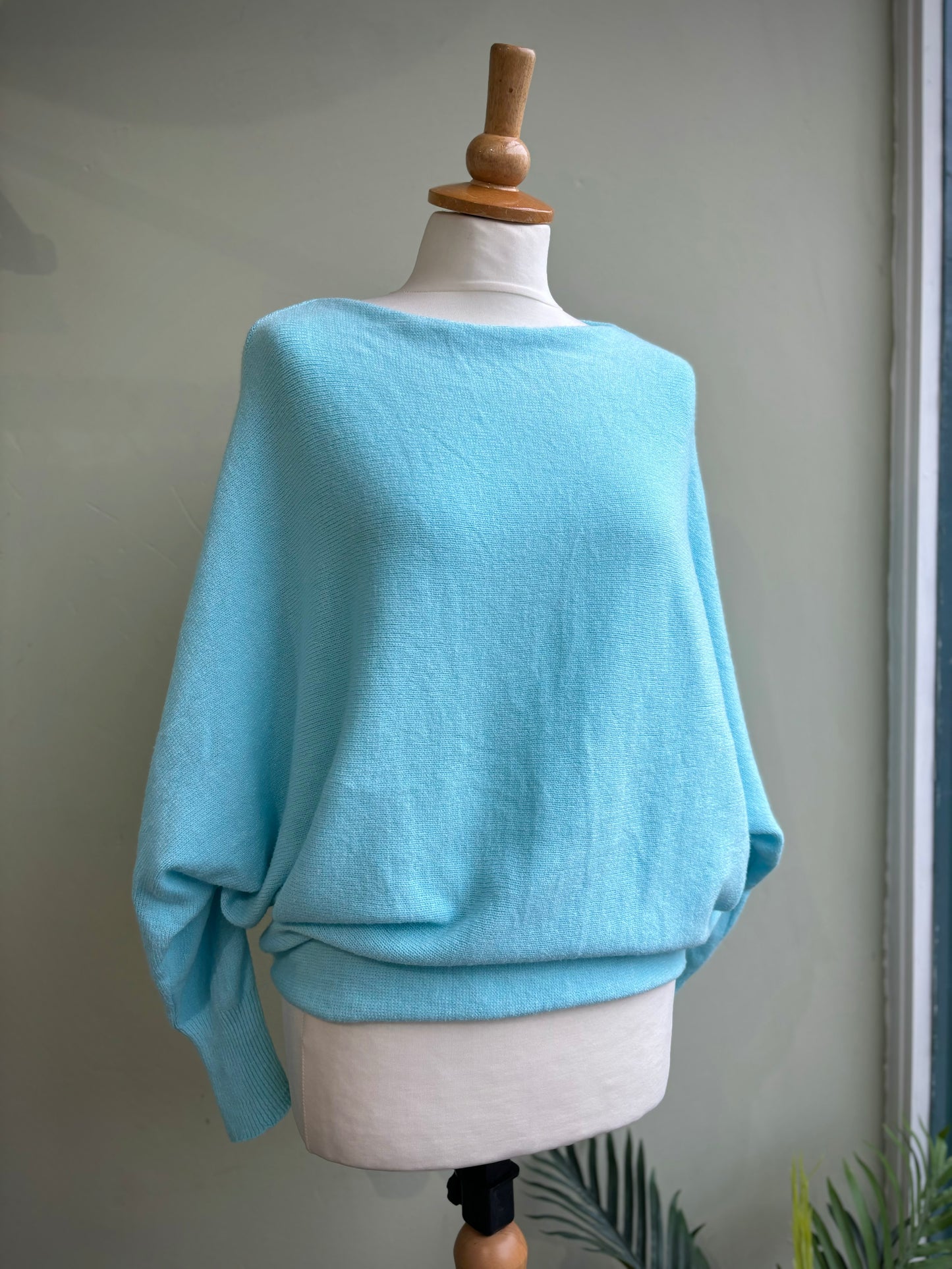 Miriam Slouchy Batwing Lightweight Jumper - Green, Yellow, Orange, Sky Blue, Apricot, Cornflower Blue, Cerise Pink, Lavender Lilac, Rose Pink, Aqua Or Red