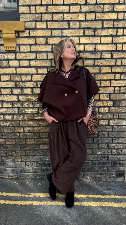 Tasha Needlecord Barrel Leg Trousers