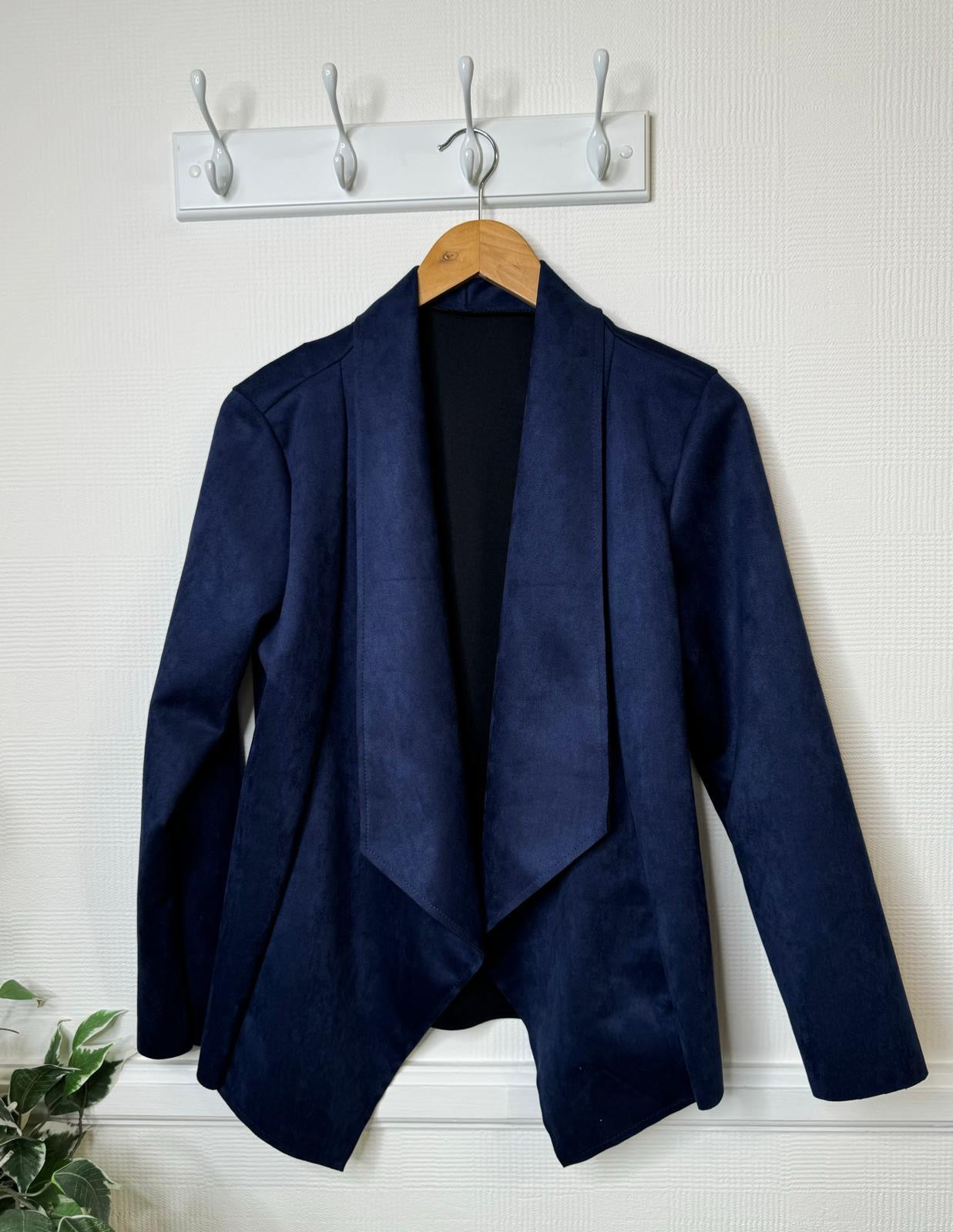 Sarah Faux Suede Shawl Collar Jacket - Navy, Forest Green Or Tan