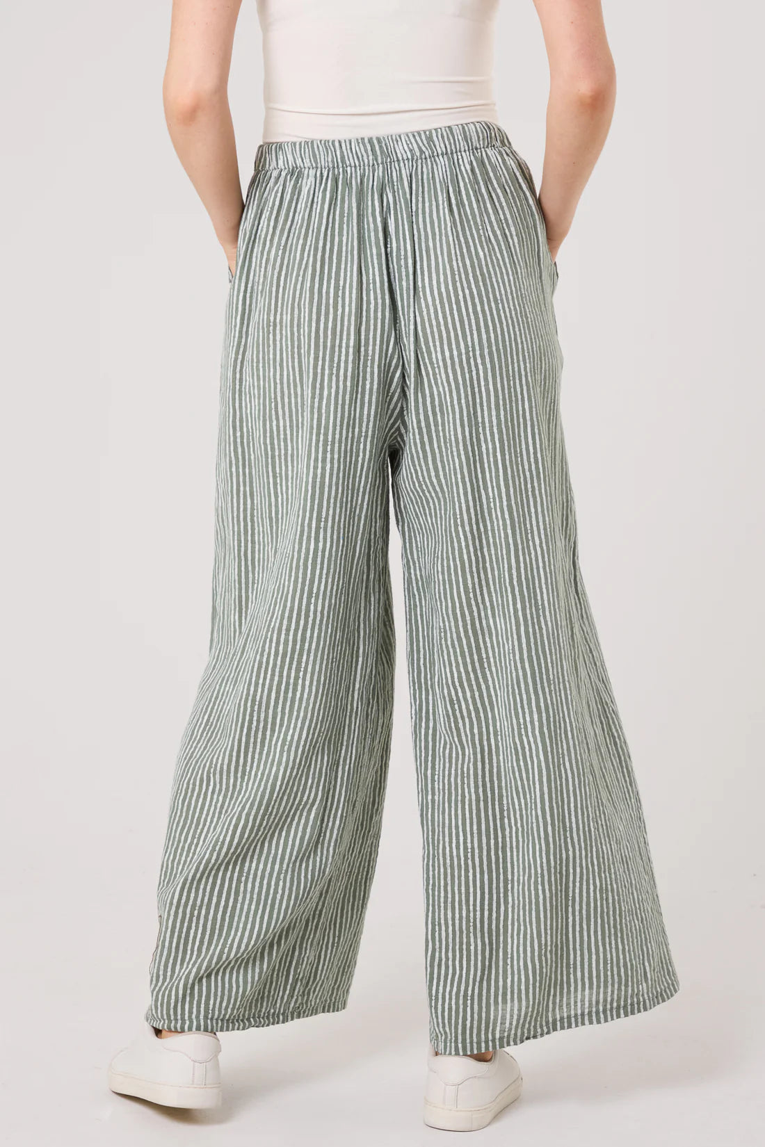 Simi Candy Stripe Cotton Wide Leg Trousers