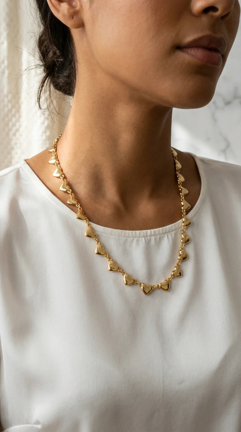 Envy Jewellery Short Heart Chain Necklace- Gold Or Silver Tone